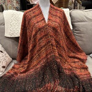 Max Edition Red and Black Knit Poncho